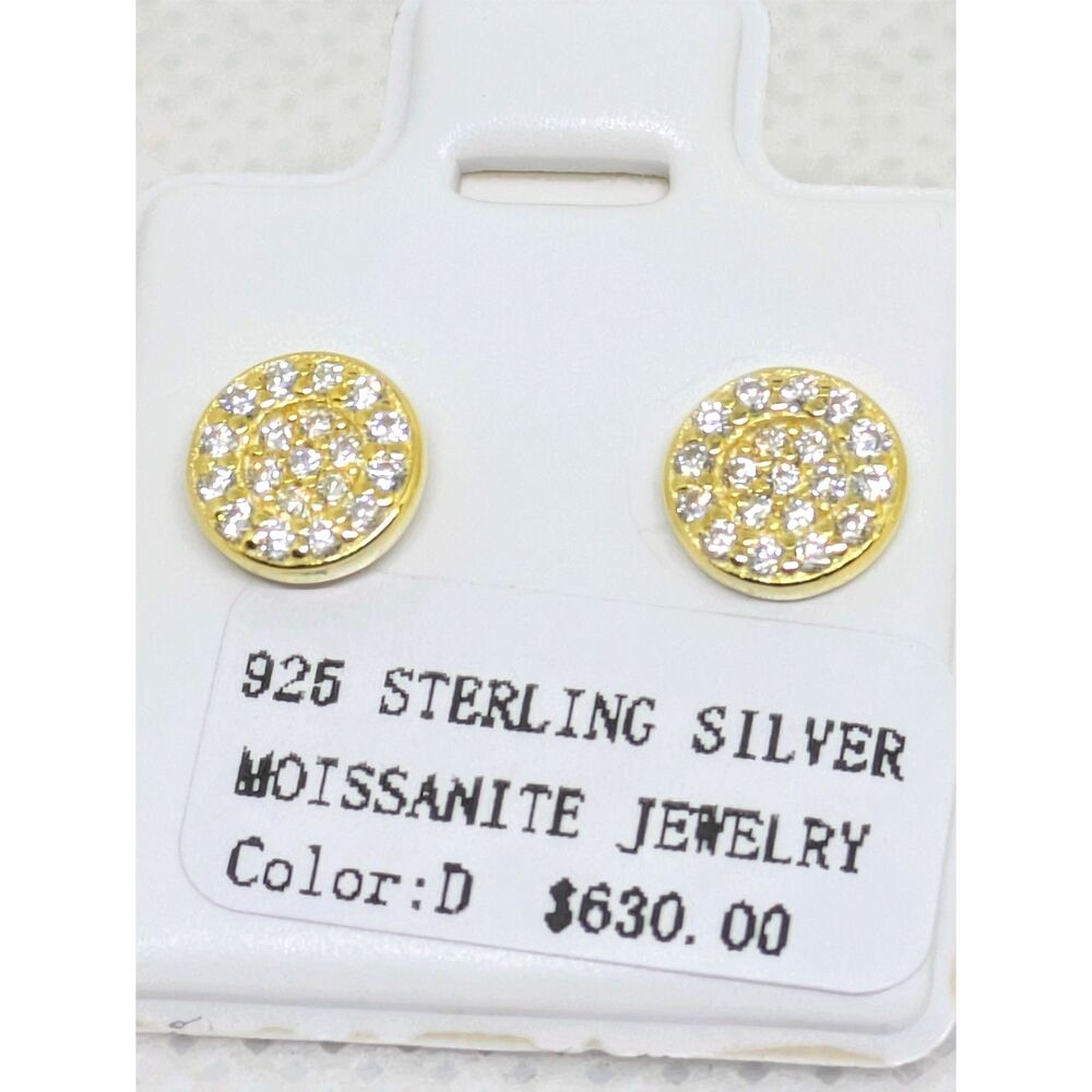 New 0.4ctw Moissanite Cluster Earrings. 925 Silver Gold Vermeil. GRA Certified